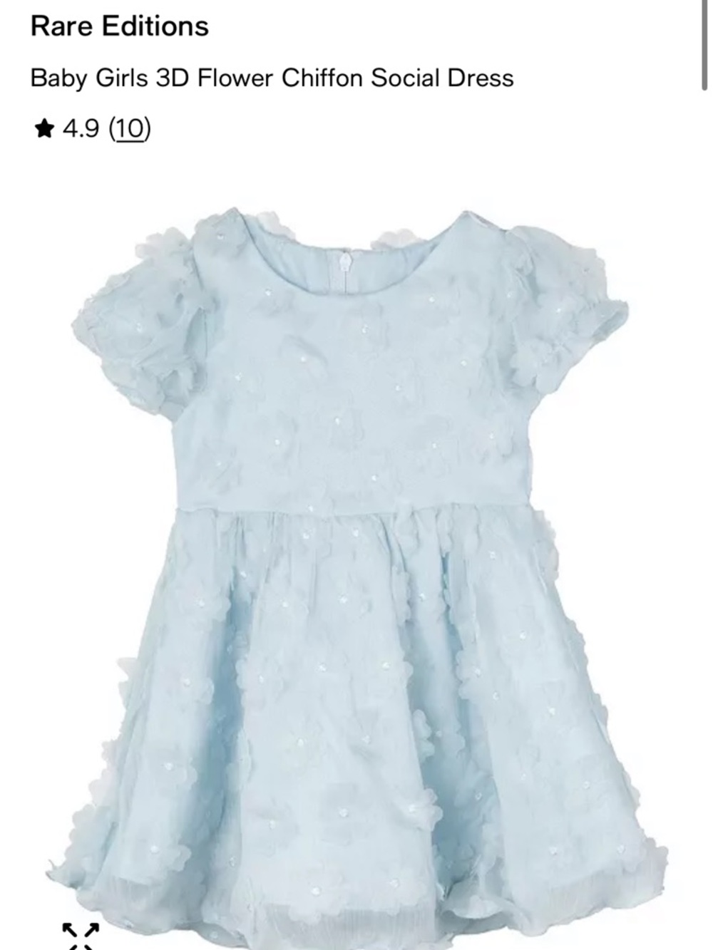 Rare Editions Light Blue Floral Appliqué Dress with Satin Lining